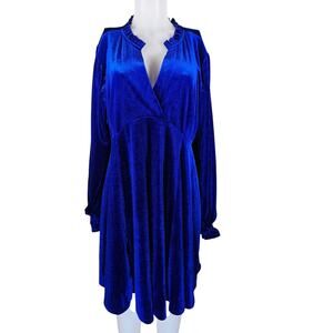 Umgee Vibrant Velvet Blue Special Event Holidays Casual Date Women's Dress XL